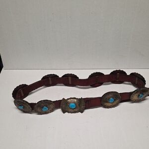 Elegant Silver and Turquoise Concho Belt